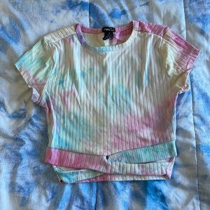 XS Rue21 Pink And Blue Crisscross Crop Top